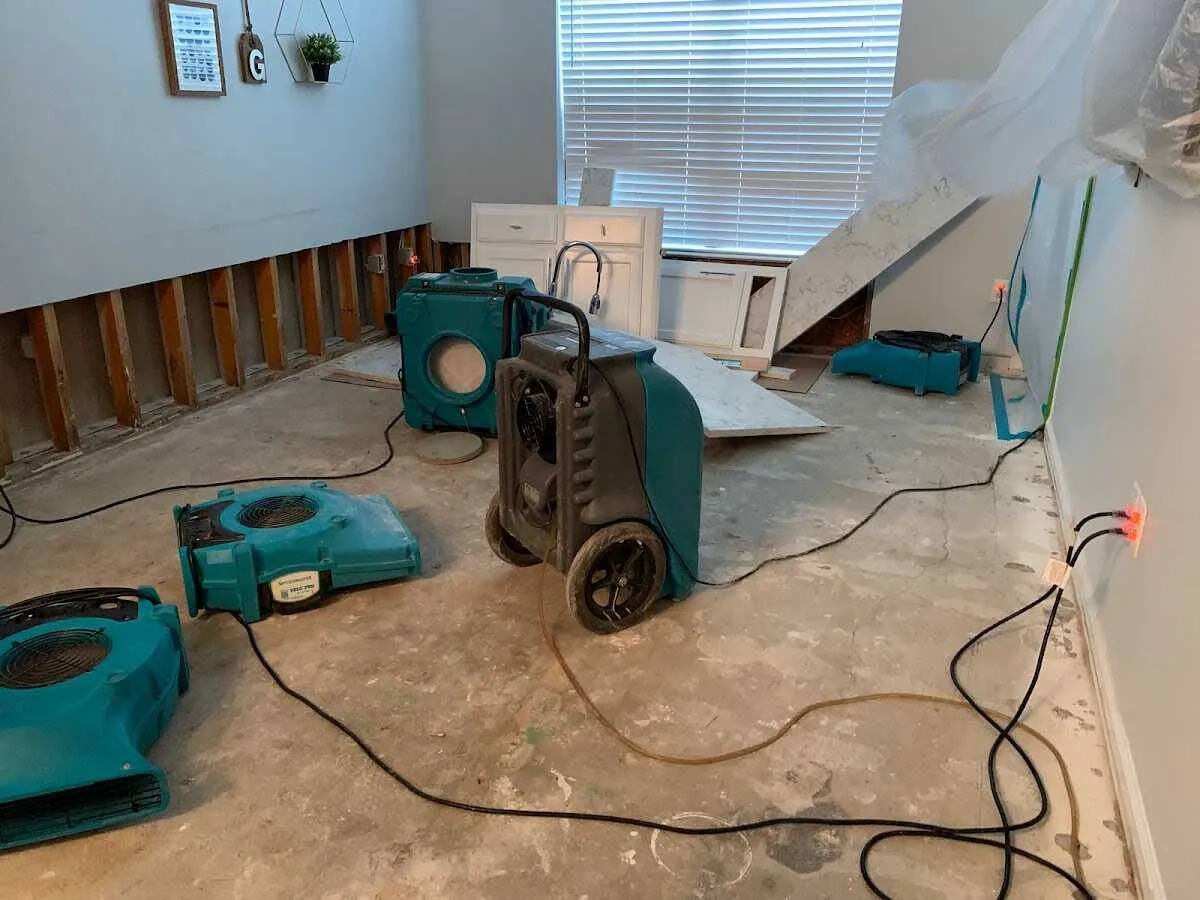 Dehumidifier in flood-cut room for Water Damage Restoration in Queen Creek